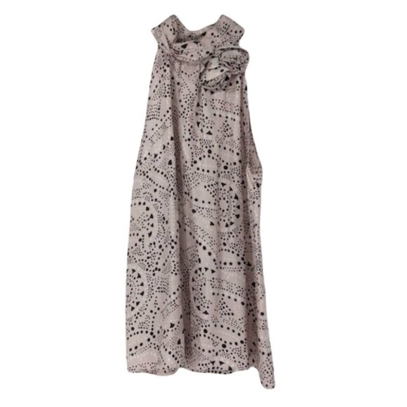 Cynthia Rowley Silk  high halter neck sleeveless geometric print blouse roses - Picture 1 of 13